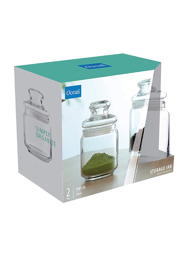 Ocean 2 Piece Glass Storage Pop Jar with Lid, 500ml Capacity - Clear - Image 5